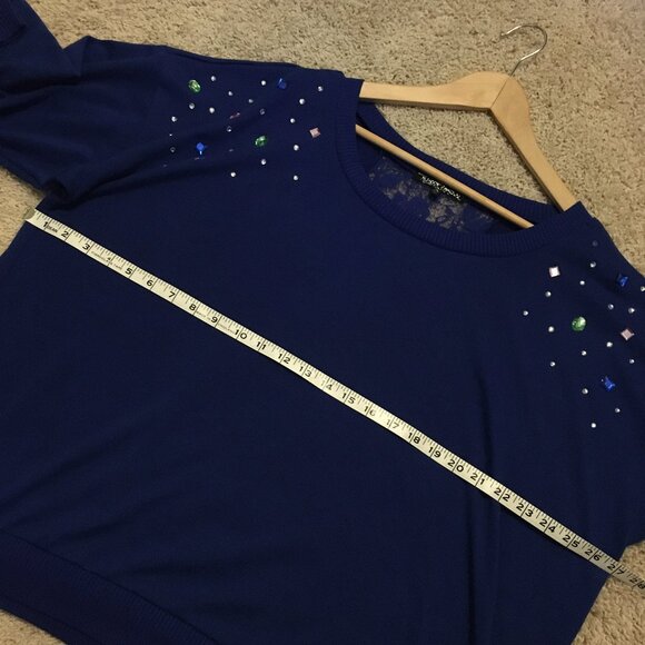 Almost Famous Blue Angel Gems and Lace Window Sweater - Picture 13 of 16